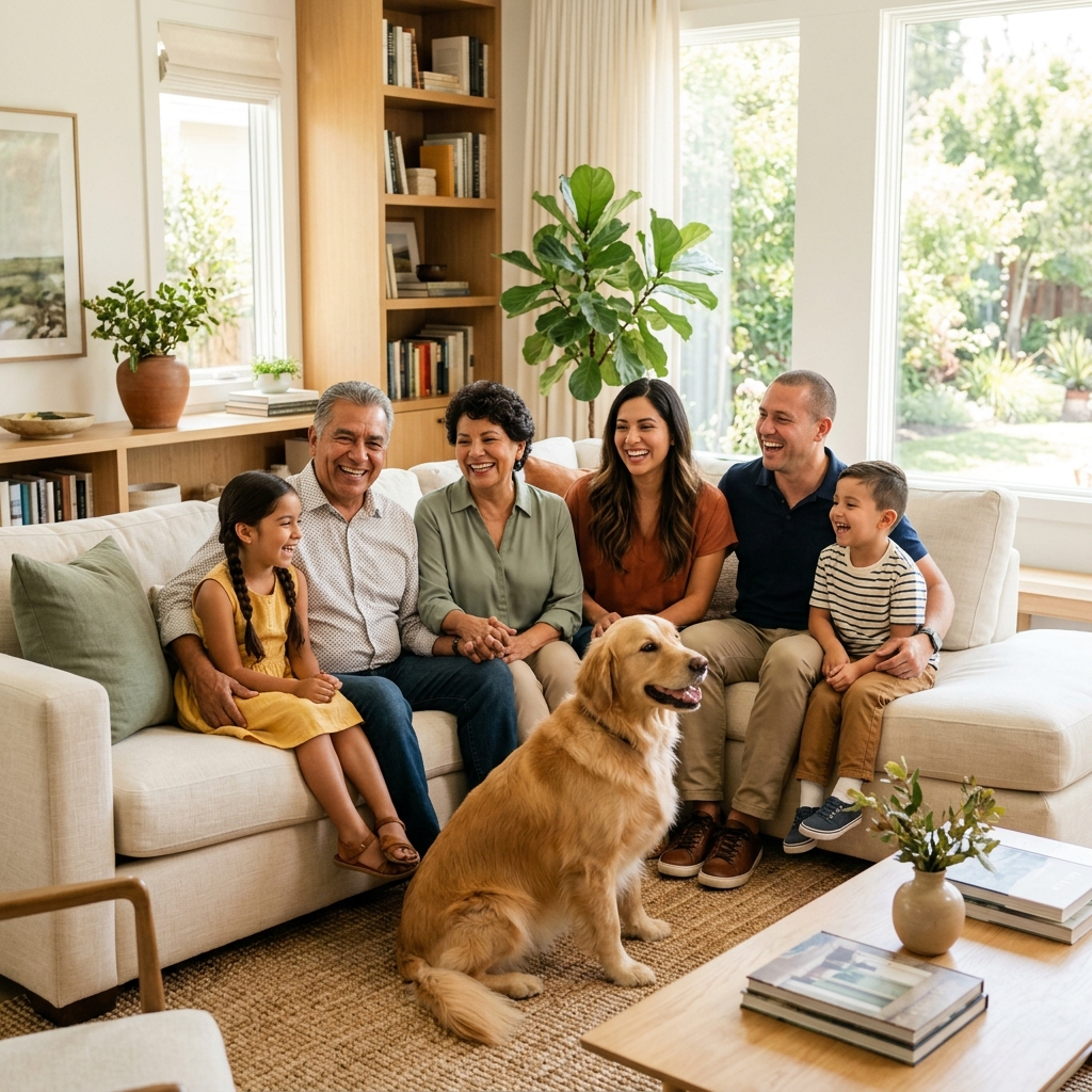 Familia feliz y saludable en su hogar – Enfoque Clínico Multidisciplinario SERAVIA